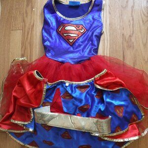 Girls Supergirl Costume with Cape and Belt Size Medium